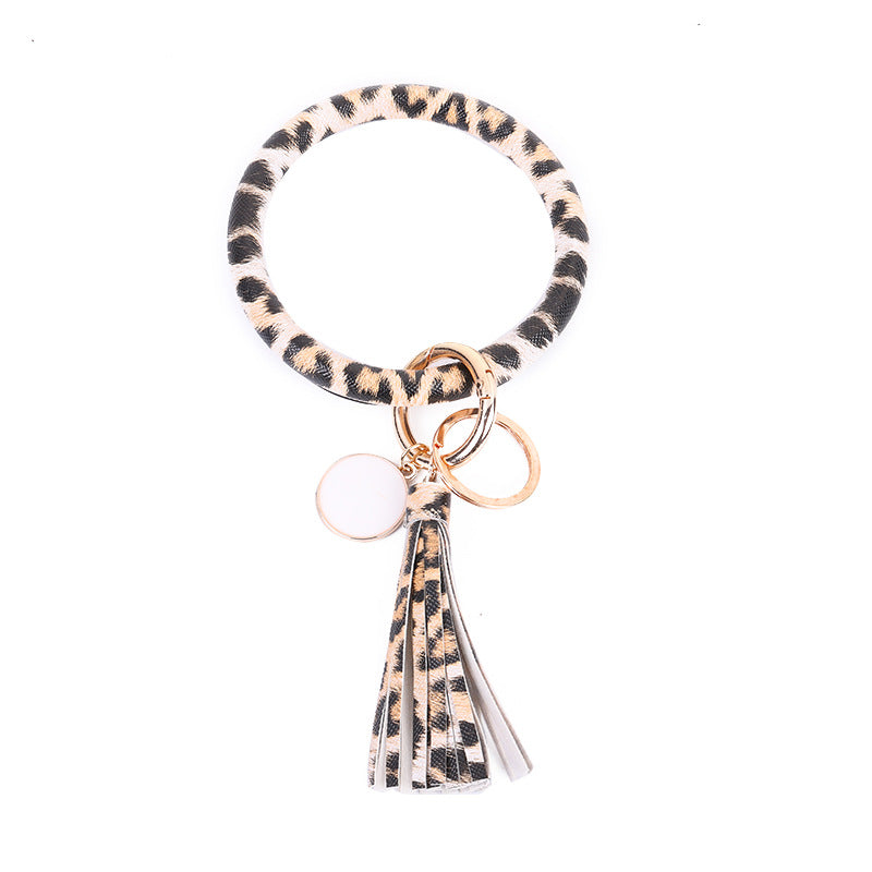 Wholesale Tie-dyed Bee Chrysanthemum Flag Simple Pu Leather Bracelet Keychain